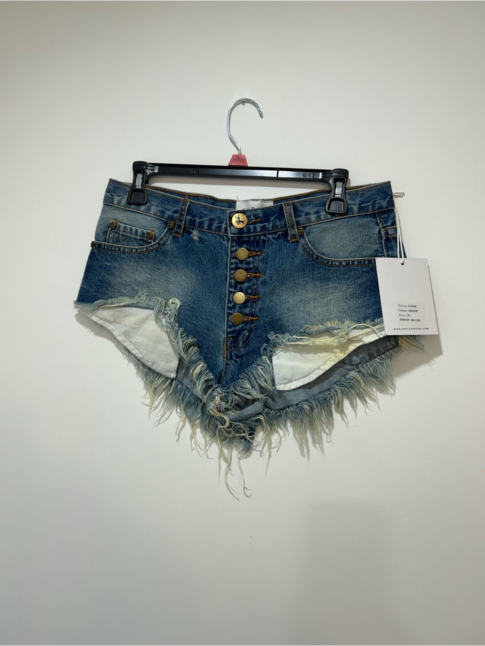 One teaspoon Frayed Button-Front Denim Shorts